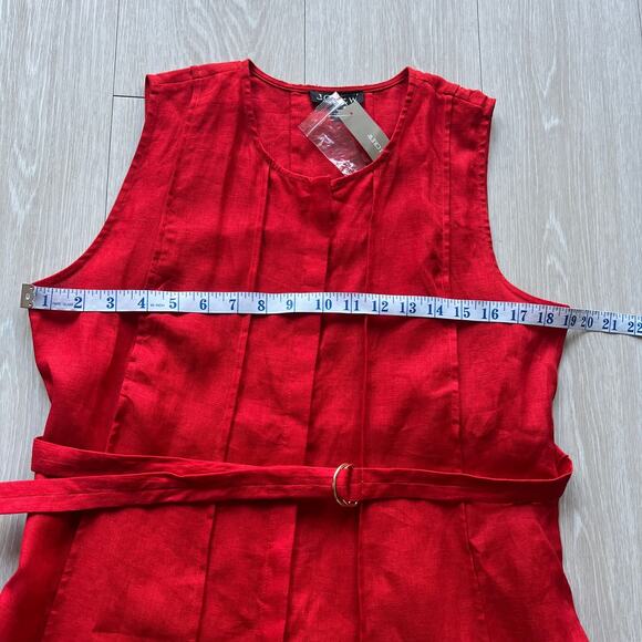 J Crew Seamed Linen Dress With Removable Belt Medium Red FLAW - Picture 5 of 16